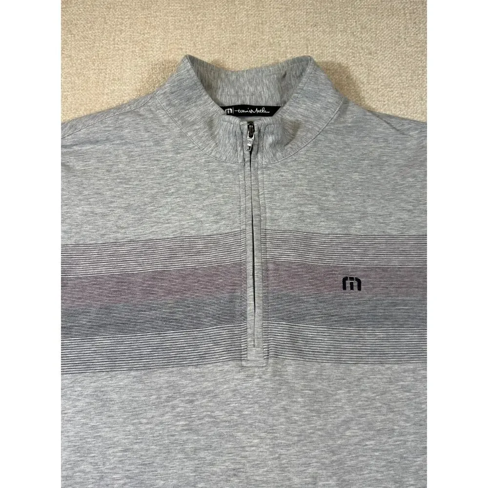Travis Mathew Men L Gray 1/4 Zip Lightweight Athletic Pullover Golf Performance